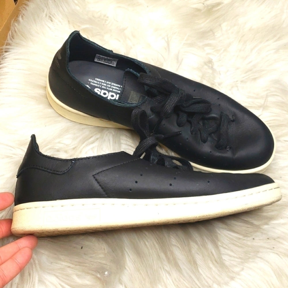 Adidas AQ4788 Stan Smith Leather Sock Sneakers, Core Black 7
